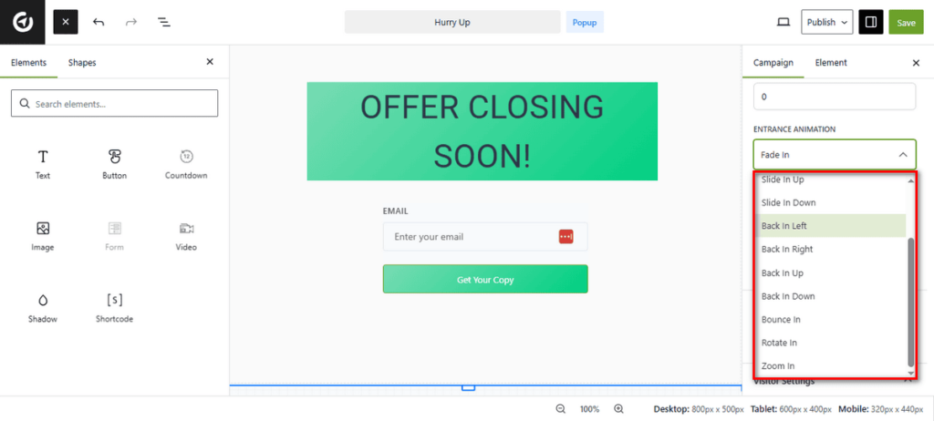 Campaign Display Options