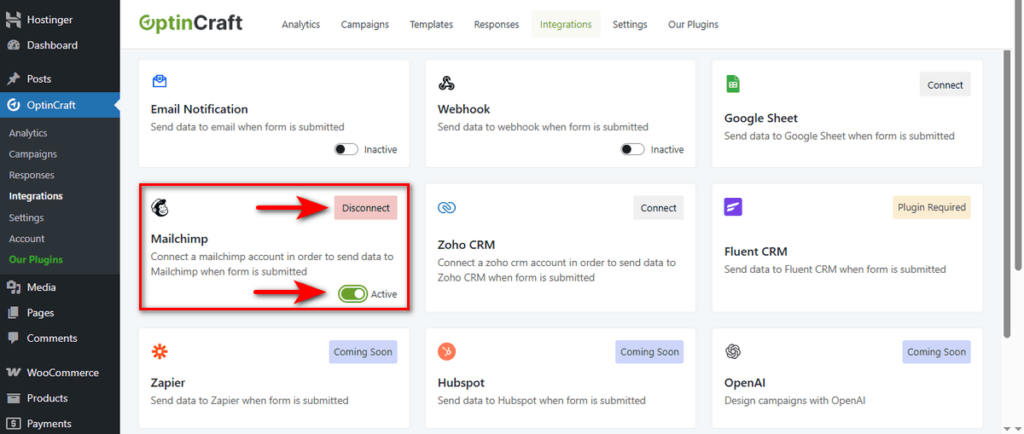 How to Integrate MailChimp with OptinCraft