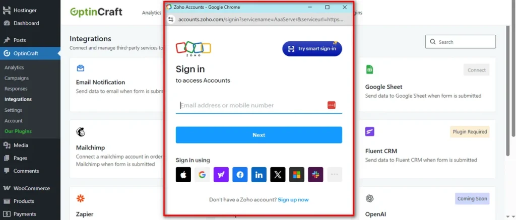 How to Integrate Zoho CRM with OptinCraft