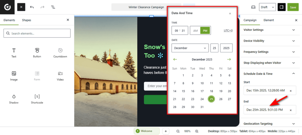 How to Schedule a Popup Campaign