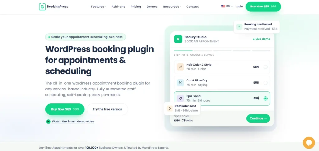 WordPress Booking Plugins for Spas and Wellness Centers 